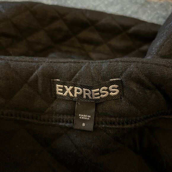 Express Womens Quilted Micro Mini Skirt Size 8 Black Side Zip 2000s Going Out - Picture 2 of 6